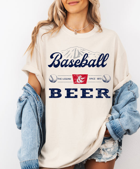 Comfort Colors or Bella Canvas Baseball and Beer Tee/ Baseball Tees for Dads (Or Moms) / Western Style/ Summer Tees