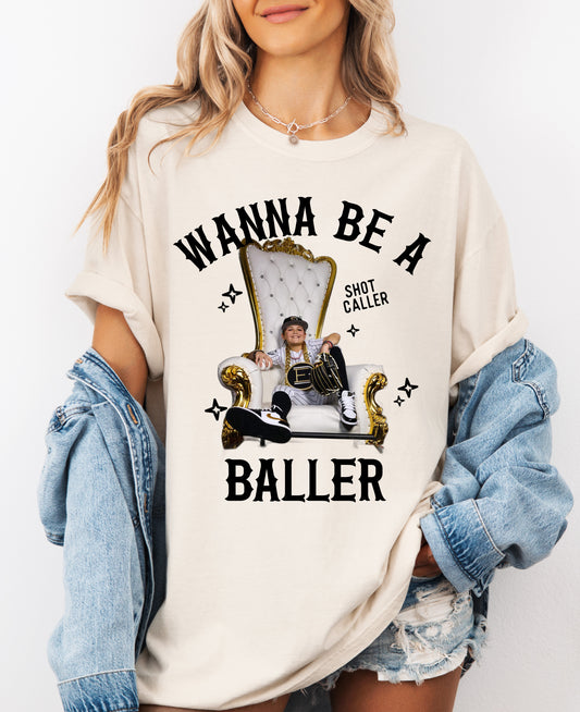 Comfort Colors or Bella Canvas Wanna Be A Baller - Custom Photo Baseball Player Shirt