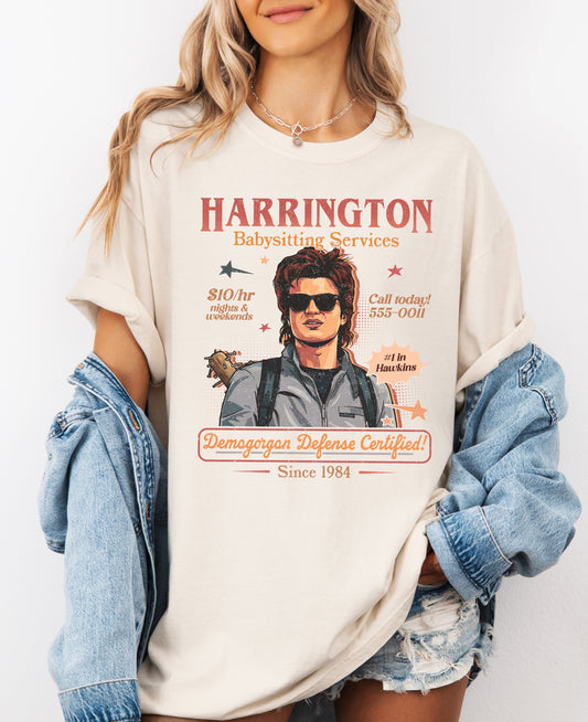 Comfort Colors or Bella Canvas Harrington Babysitting Service Shirt/ Stranger Things/ Youth and Adult Szies