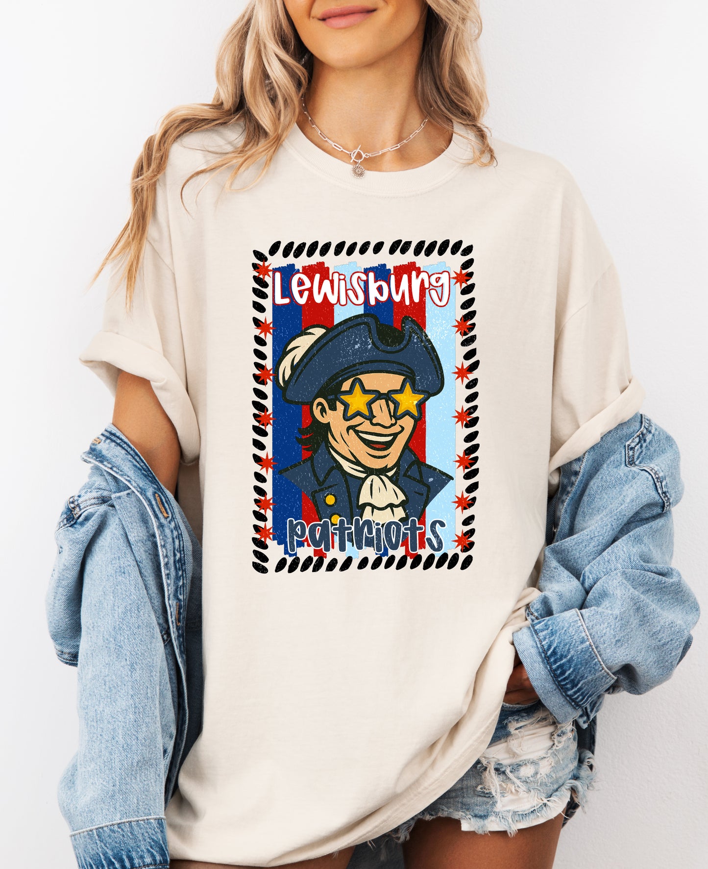 Comfort Colors Lewisburg Mascot Shirt /Patriots Unisex Shirt / School Mascot Shirts/ Youth and Adult Sizes