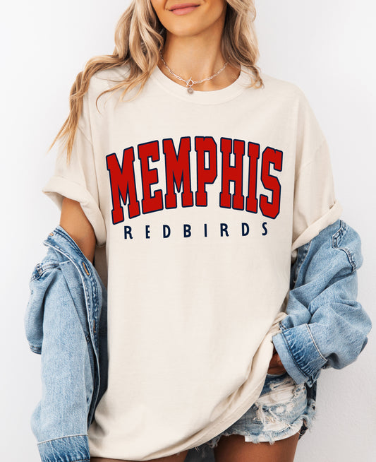 Bella Canvas or Comfort Colors Memphis Redbirds Shirt/ Youth and Adult Sizes/ Memphis Baseball