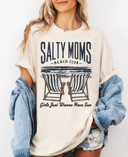 Comfort Colors or Bella Canvas Salty Moms Beach Club Tee/ Summer Vacation Tee/ Cover Up