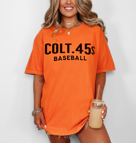 Orange Comfort Colors Colt 45 Baseball Shirt/ Youth and Adult Sizes
