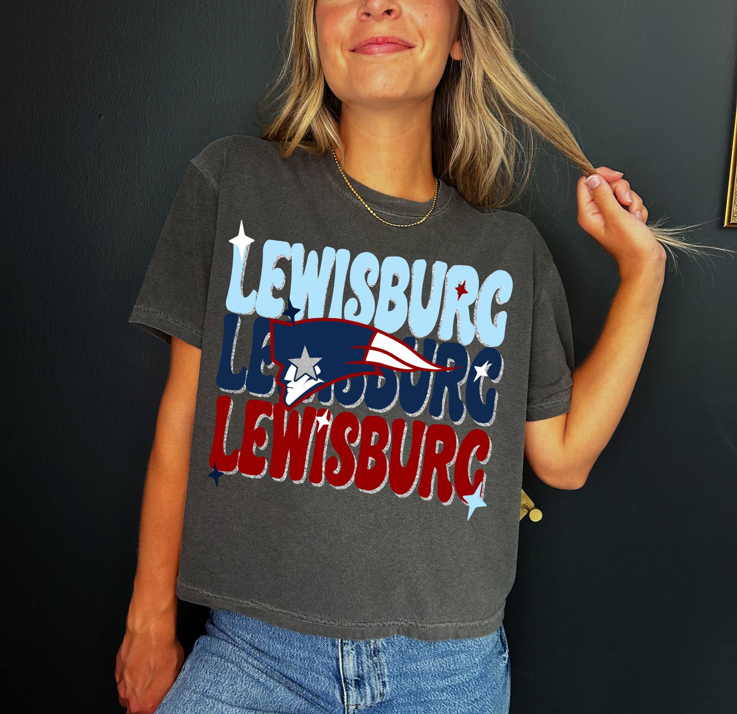 Cropped Comfort Colors Lewisburg Retro Shirt / Adult Sizes/ Lewisburg -Desoto County Schools /Lewisburg Patriots Mississippi School Shirt