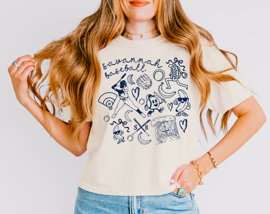 Boxy Comfort Colors CROP Banana Baseball Shirt/  Adult Sizes