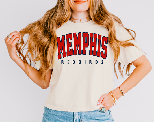 Boxy Crop Comfort Colors Memphis Redbirds Shirt/  Adult Sizes/ Memphis Baseball