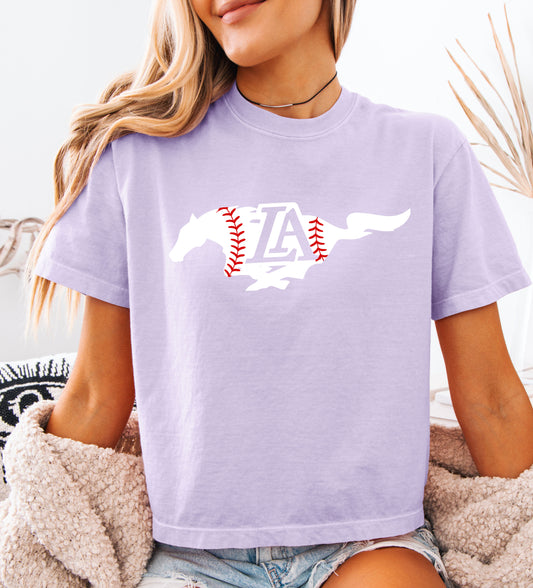 Boxy Crop Lipscomb Mustangs Baseball Tee/ Adult Sizes