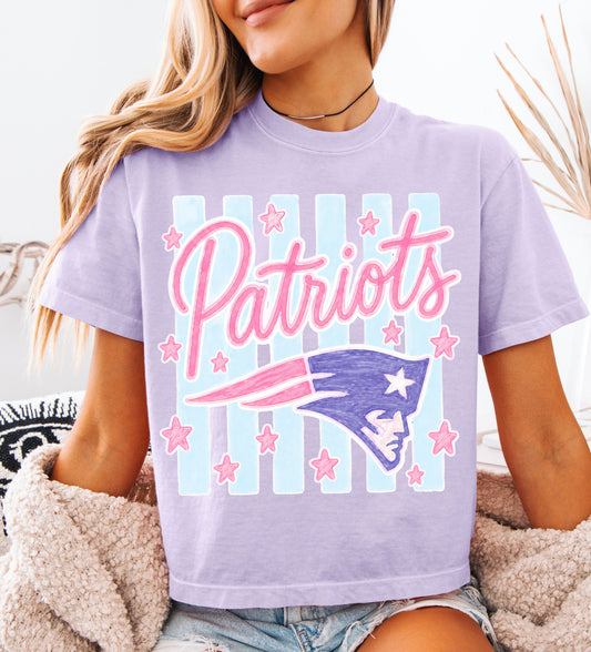 Patriots Striped Boxy Crop