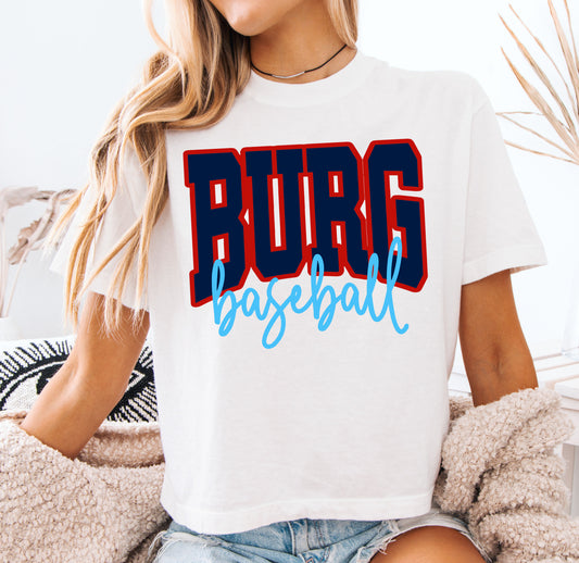 Burg Baseball Cropped Tee - In Ivory Or White - Comfort Colors Brand