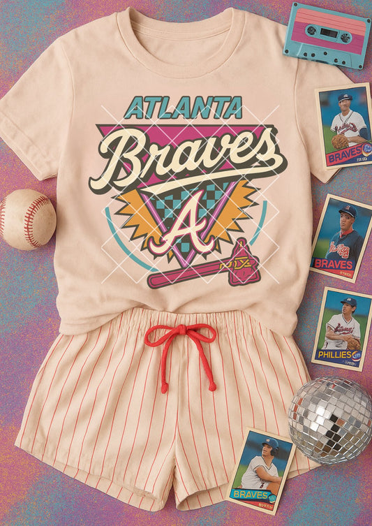 Retro Atlanta Baseball Crop or Full Size Tee - Comfort Colors Boxy Crop/ Youth and Adult Sizes