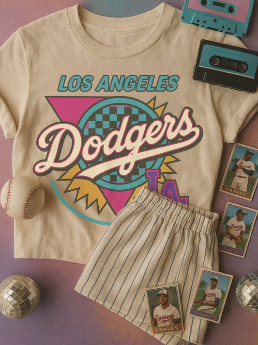 Retro Dodgers Baseball Crop or Full Size Tee - Comfort Colors Boxy Crop/ Youth and Adult Sizes