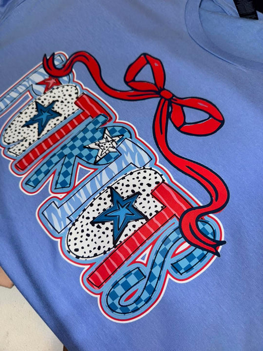 Bella or Comfort Colors Patriots Bow Shirt/ Lewisburg Patriots /Youth and Adult Sizes