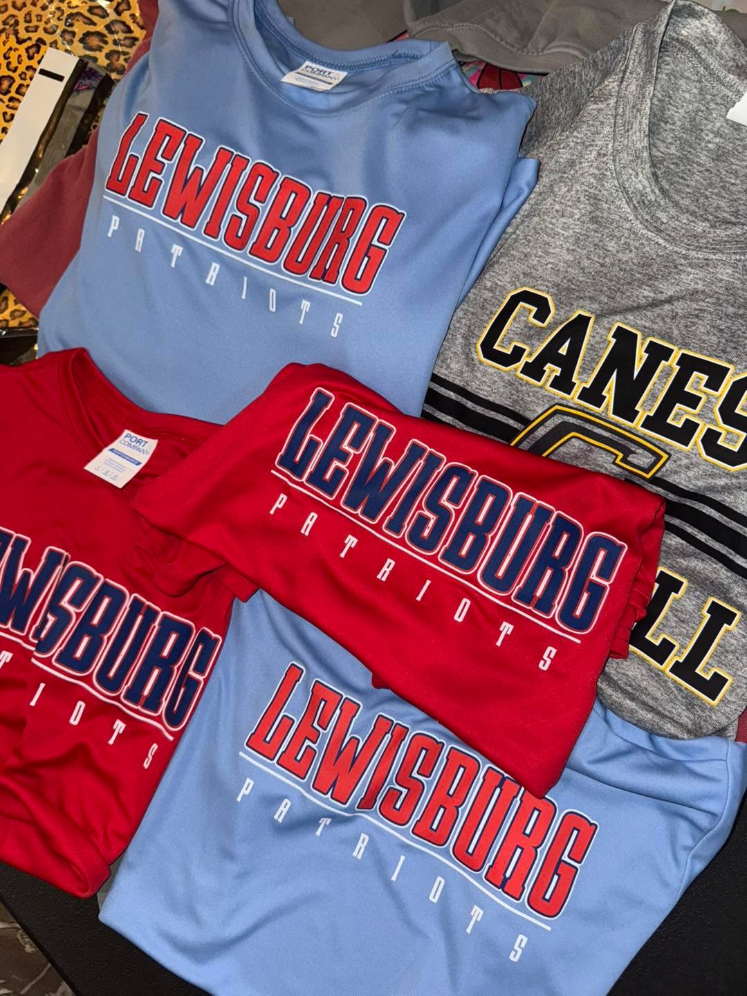 Drifit Patriots Tee/ Youth and Adult Sizes - Boys/Men Lewisburg Shirts/ Multiple Color Options