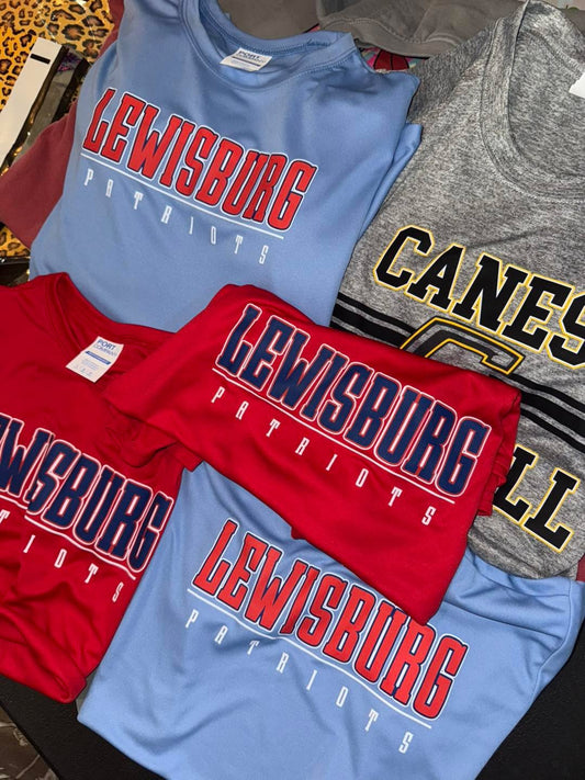 Drifit Patriots Tee/ Youth and Adult Sizes - Boys/Men Lewisburg Shirts/ Multiple Color Options