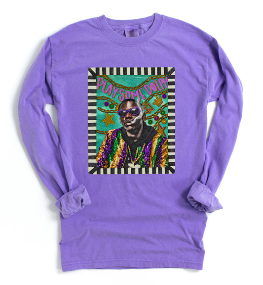 Comfort Colors Long Sleeve Play Some Dolph Shirt/ Mardi Gras Tee