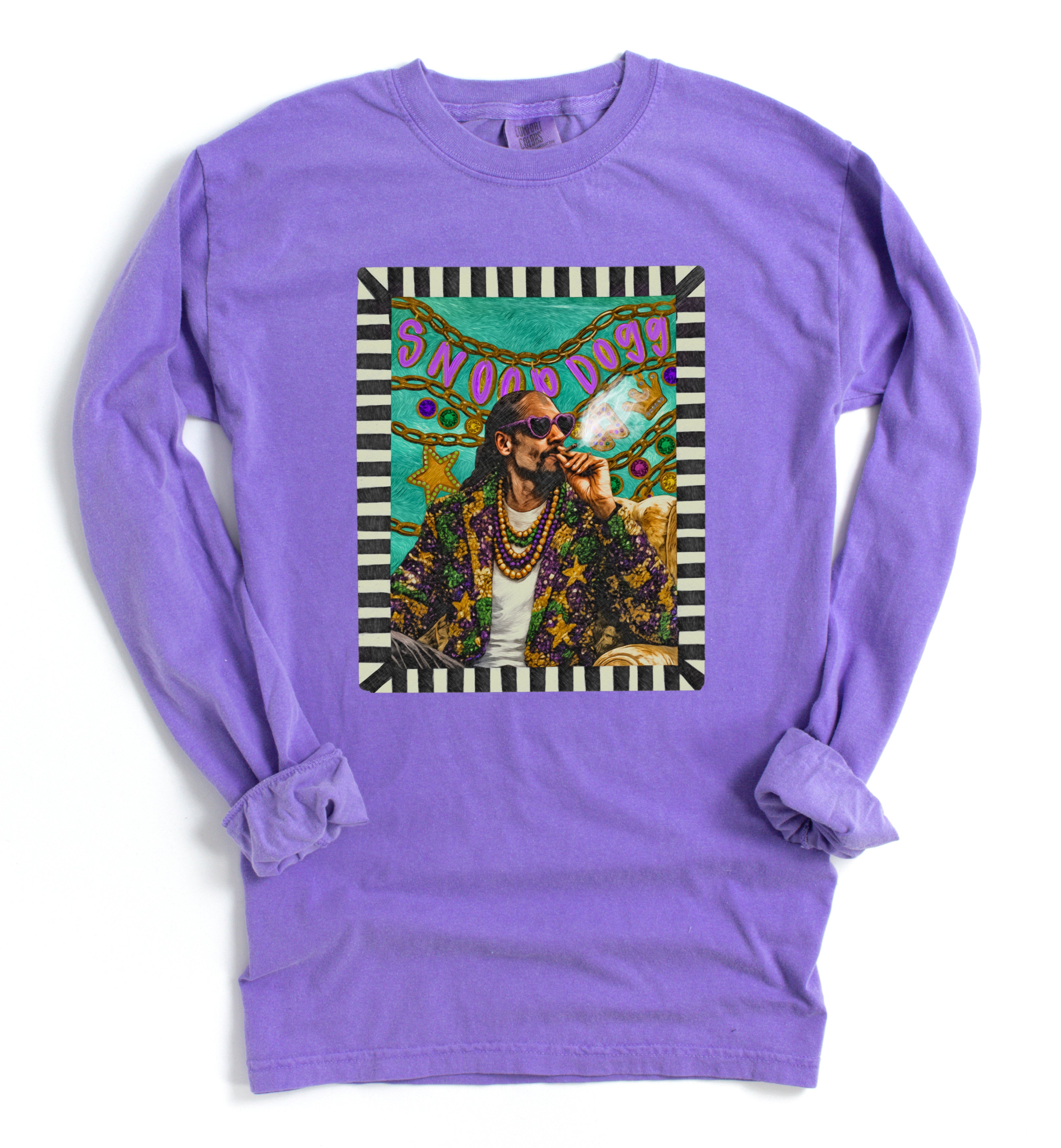 Comfort Colors Long Sleeve Snoop Shirt/ Mardi Gras Tee – Pink