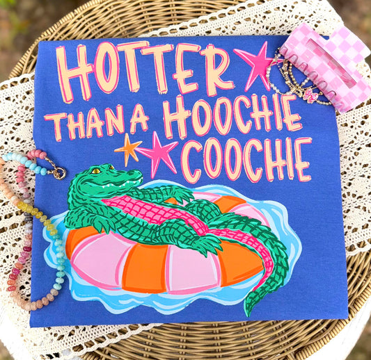 Comfort Colors Hotter Than A Hoochie Coochie Gator Summer Tee/ Summer Beach Cover Up Vacation Summer Tee/ Country Western Shirt
