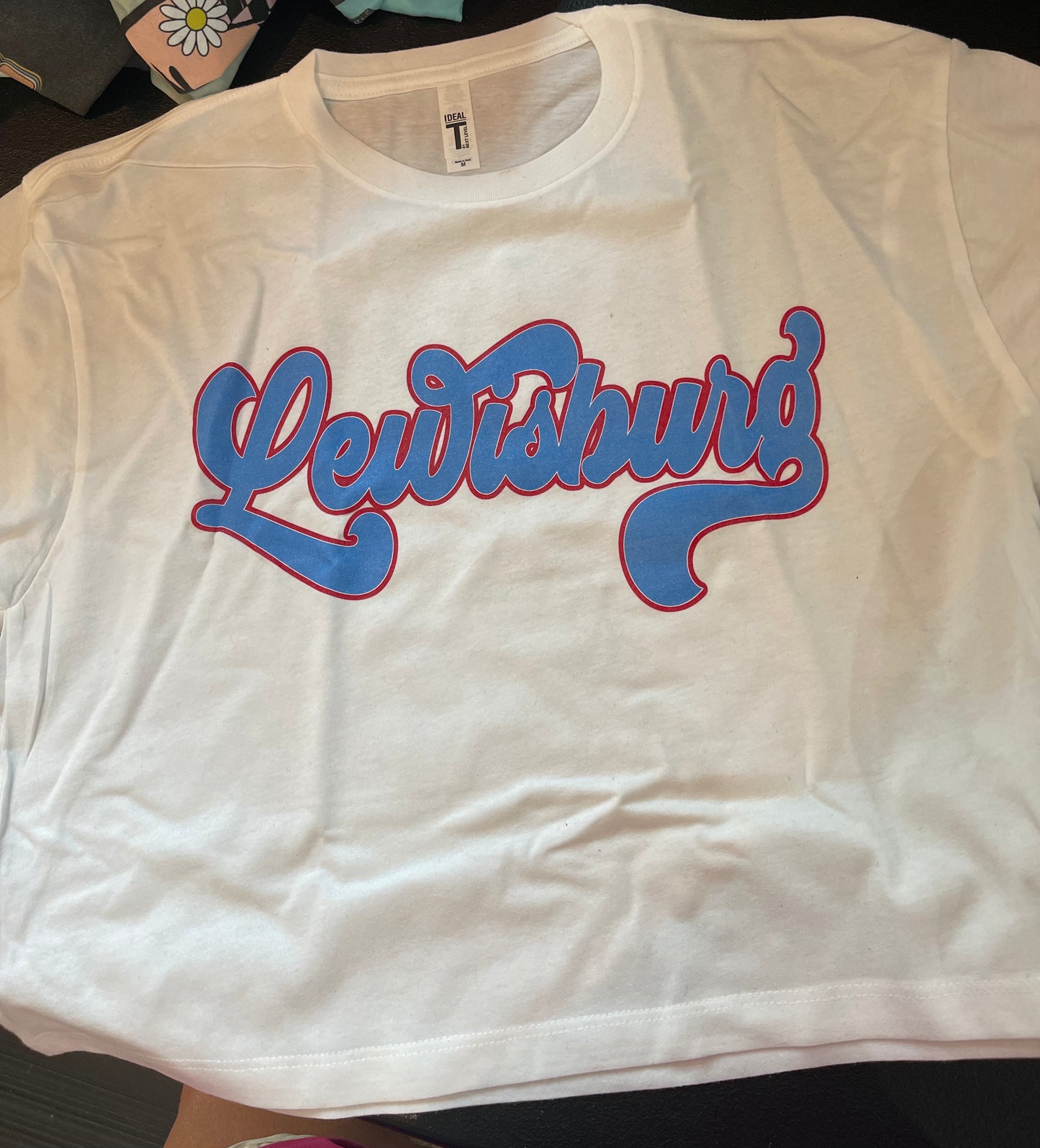 Lewisburg Shirt / School Shirts/ White Script Lewisburg Tee/ Full Shirt or Cropped Tee