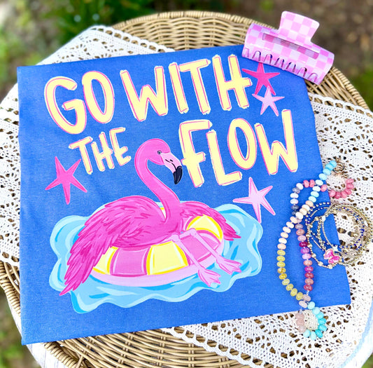Comfort Colors Go With The Flow Flamingo/Cute Summer Vacay Top/ Youth and Adult Sizes