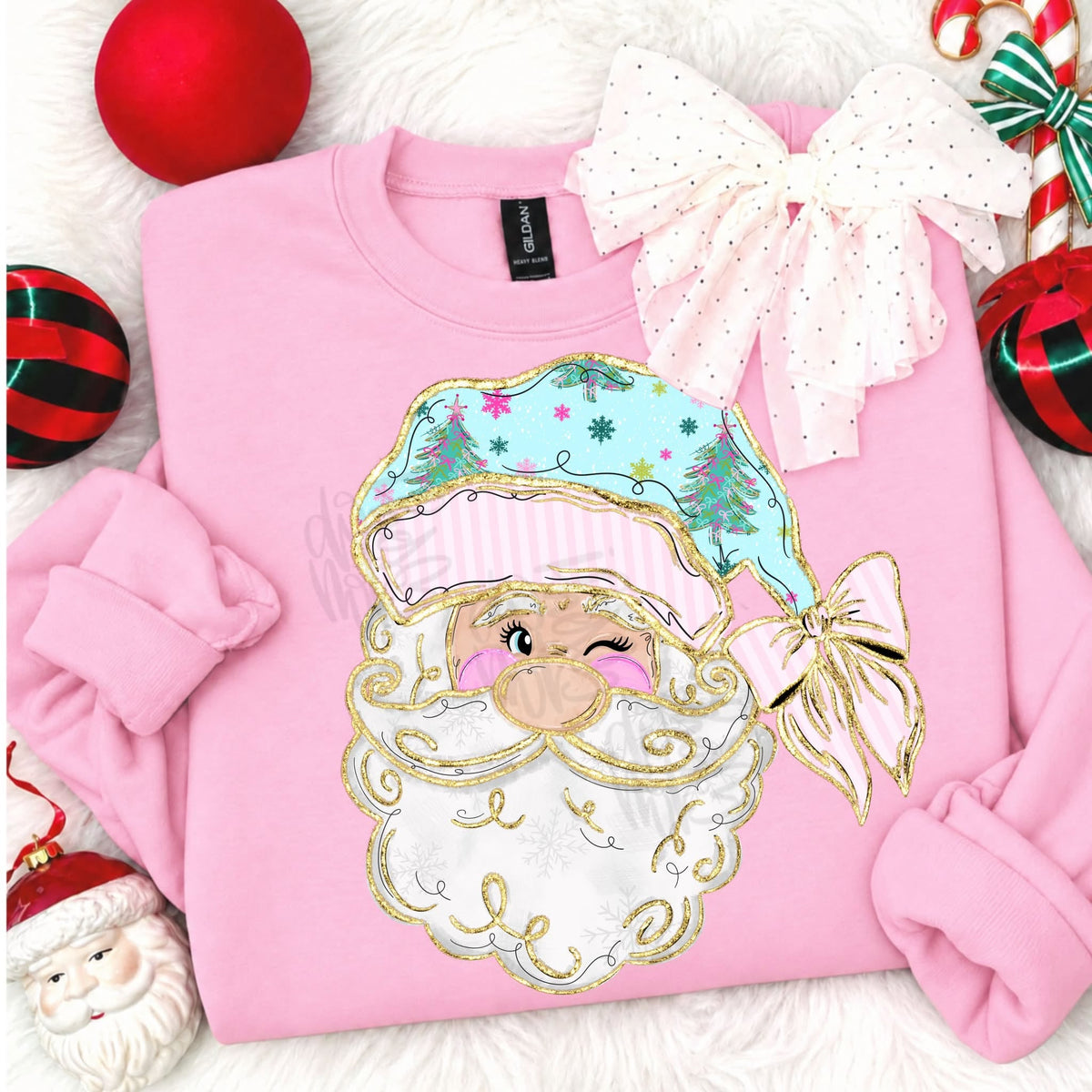 Mommy and Me Cute Winking Santa Christmas Sweatshirt/  Youth and Adult Sizes/Holiday Sweatshirts