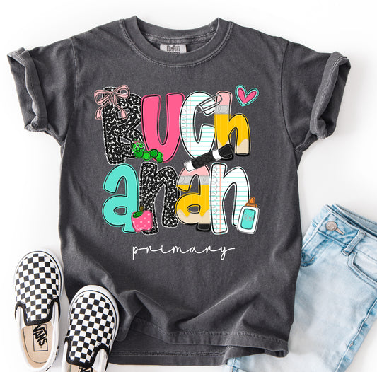 Buchanan Primary Shirt / Comfort Colors Brand /Youth and Adult Sizes/ Multiple Color Options