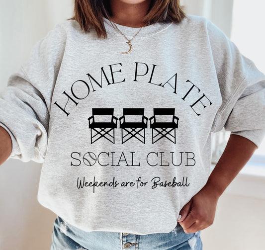 Home Plate Social Club Sweatshirt/ Gildan or Bella Canvas/ Baseball Mom Sweater/ Home Plate Social Club