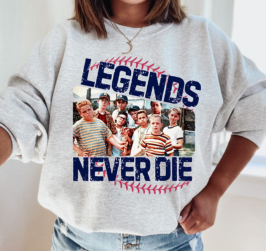 Legends Never Die - Ash Sweatshirt/ Baseball Sandlot Inspired / Bella or Gildan