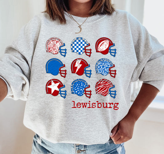 Bella or Gildan Lewisburg Football Helmet Patriots Unisex Sweatshirt  Adult Sizes/ Lewisburg Sweatshirt