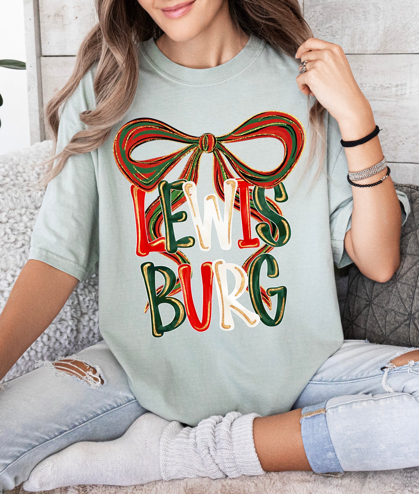 Lewisburg Christmas Bow Shirt / Youth and Adult Sizes