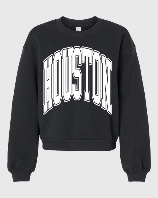 Houston Mustangs CROP Sweatshirt/ DTF Printed- ADULT Sizes