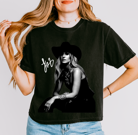 Boxy Crop Lainey Signature Tee/ Black and White Heart Like A Truck Shirt