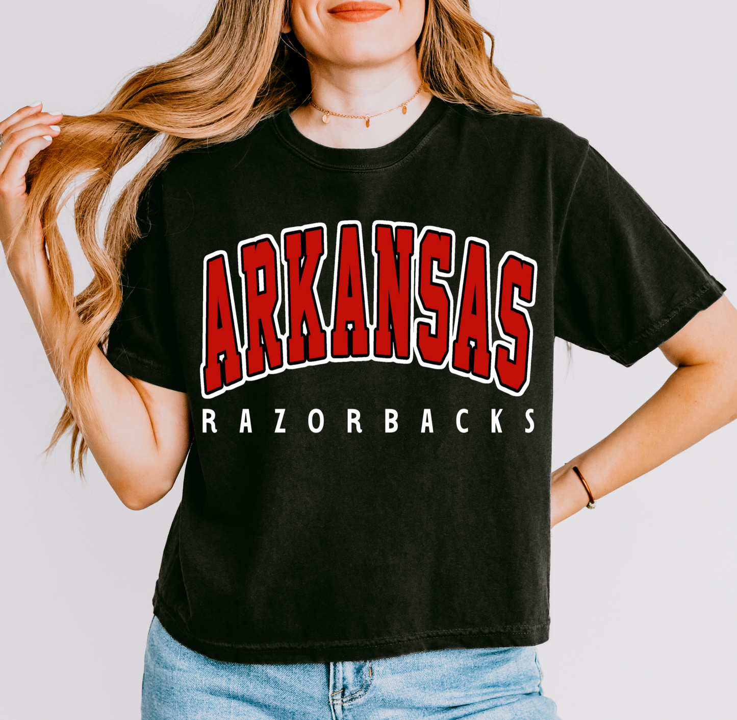 Boxy Crop Comfort Colors Arkansas Shirt/ Go Hogs/ Spirit Drop