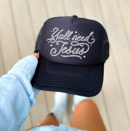 Y'all Need Jesus Trucker Hat/ Trucker Hats/ Gifts for Her/ Religious Hats/ Western Trucker Hat