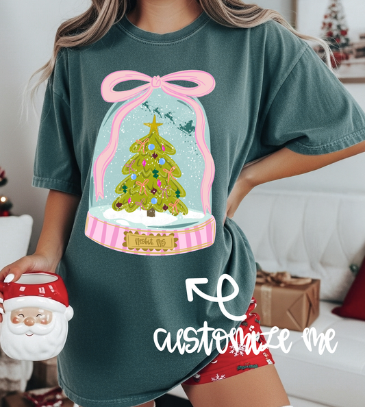 Comfort Colors Customizable Snow Globe Hometown Christmas Shirt or Sweatshirt/Adult Sizes