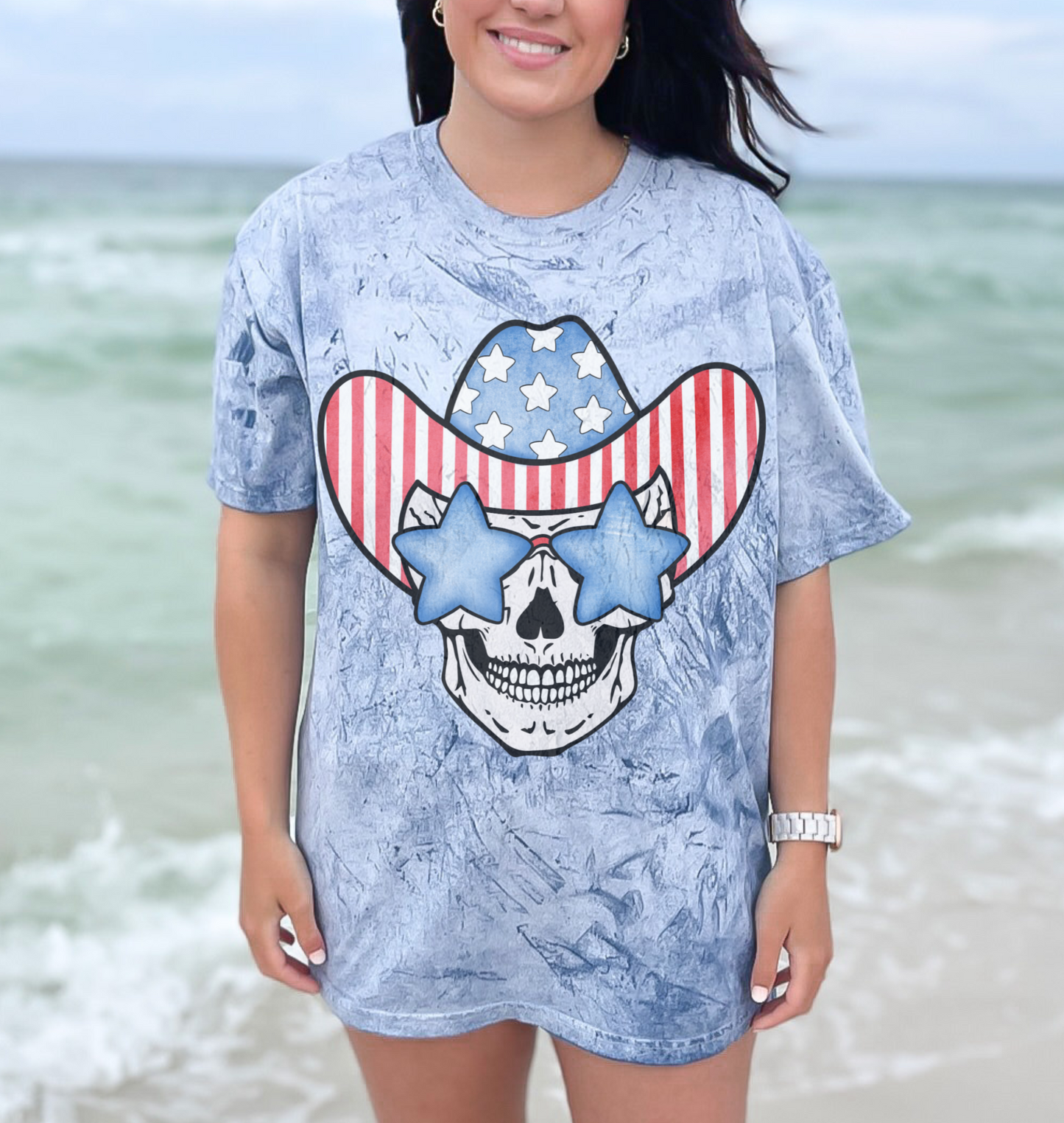Comfort Colors Color Blast Patriotic Skeleton USA July 4th Memorial Day/ Unisex Comfort Colors Shirt