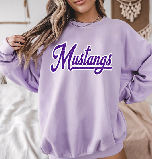 Comfort Colors Orchid Mustangs Sweatshirt/ Adult Sizes