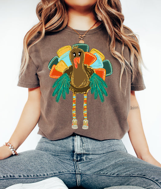 Comfort Colors Cute Turkey Shirt/- Thanksgiving Shirt/ Youth and Adult Sizes - Youth  Sizes will Be LAT Brand