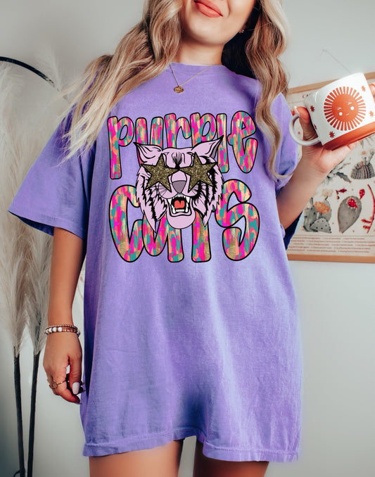 Comfort Colors Ariton Purple Cats Mascot Tee/ Youth and Adult Sizing