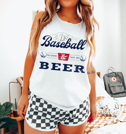 Baseball and Beer Tank/ Baseball Mom Tank Top / Western Style Tank/ Summer Tank Top