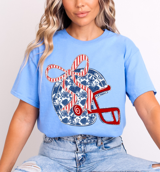 Bella or Comfort Colors Floral Football Helmet  Tee/ Youth and Adult Sizes