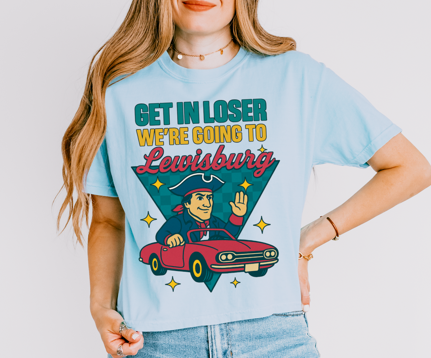 Get In Loser, We're Going To Lewisburg /Boxy Comfort Colors Chambray Crop/ Adult Sizes