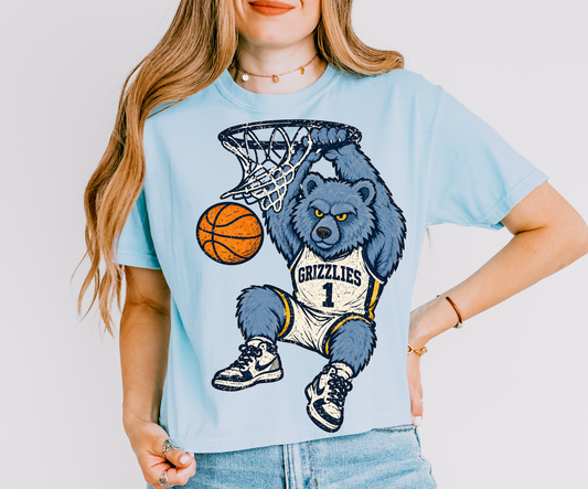 Grizzlies-Comfort Colors Boxy Crop/ Adult Sizes