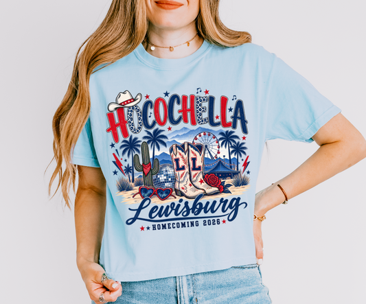 Lewisburg Homecoming Shirt - HOCOCHELLA Themed/ Boxy Crop or Full Length Tee Options