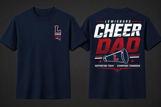 Navy Drifit Lewisburg Cheer Dad / Lewisburg Patriots Cheer Shirt /Adult Sizes