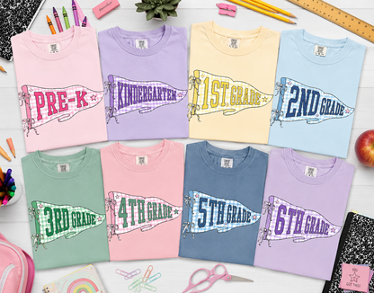 Back To School Students or Teachers Shirt/ All Grades Available/ Gingham Pennant Back To School