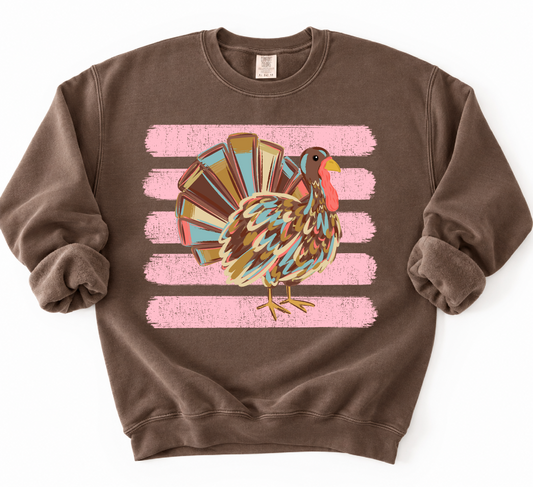 Gildan or Comfort Colors Cute Turkey Thanksgiving Sweatshirt/ Adult Sizes