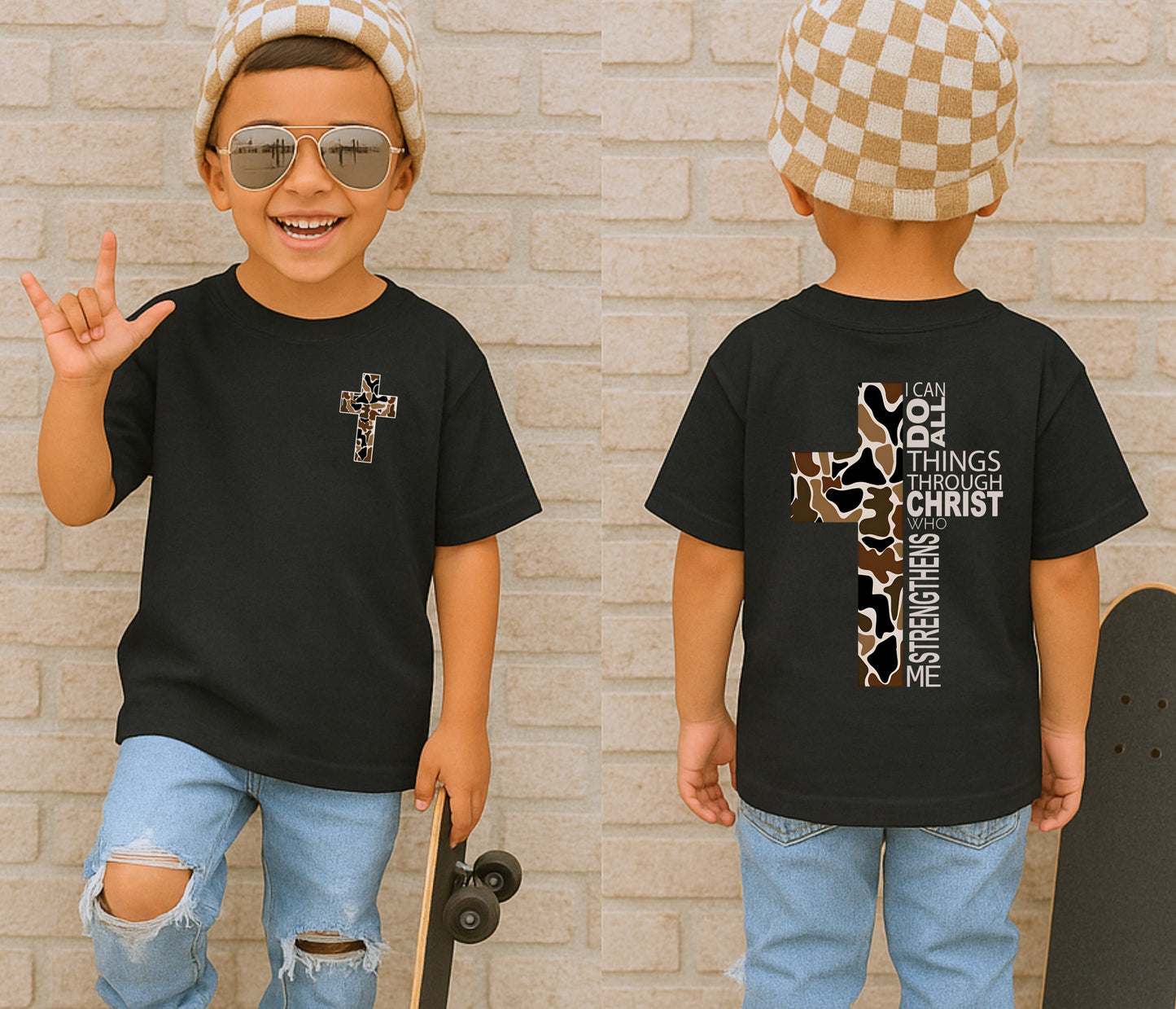 Camo Cross Religious Shirt/ Youth and Adult Sizes/ Little Boys Religious Shirt