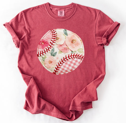 Faux Patchwork Baseball Shirt/ Bella Canvas or Comfort Colors