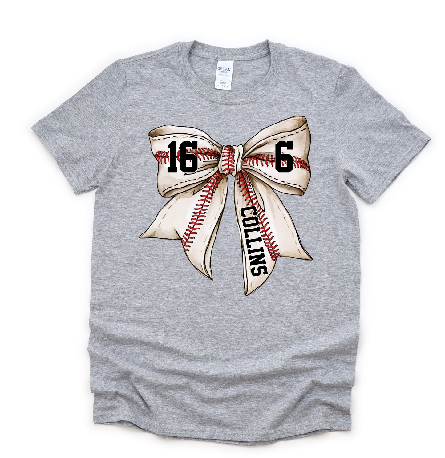 Gildan Softstyle Baseball Customizable Bow Tee - Toddler, Youth, and Adult Sizes