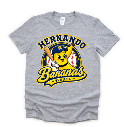 Gildan Softstyle Hernando Bananas T-Ball/ Youth and Adult Sizes
